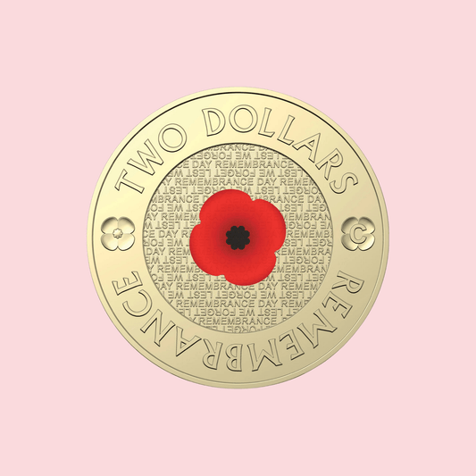 2022 $2 Remembrance Day C Mintmark Coloured Uncirculated Coin - Collectique