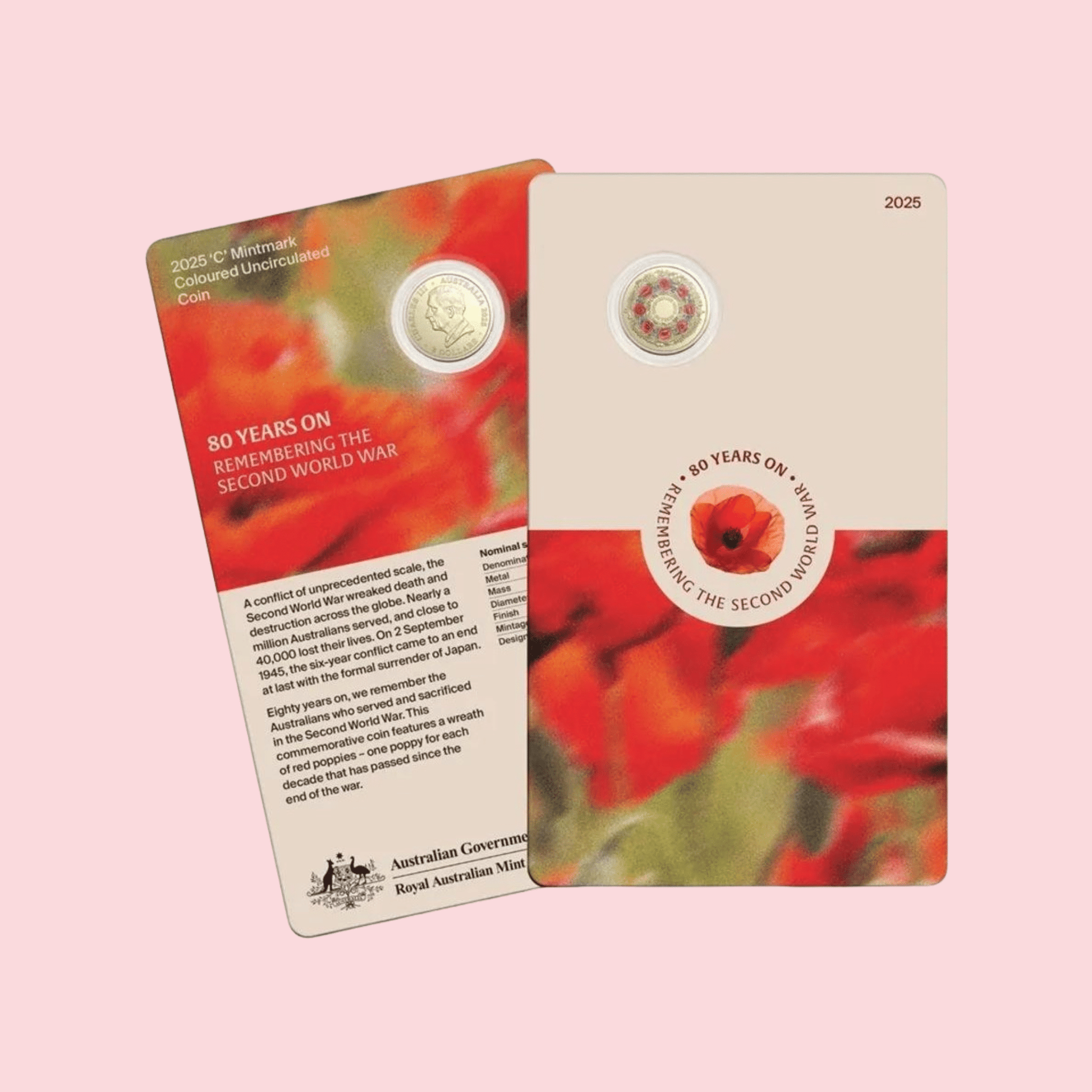 2025 $2 Remembrance Day C Mintmark Coloured Uncirculated Coin - Collectique