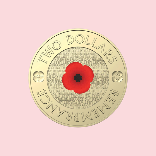 2022 $2 Remembrance Day C Mintmark Coloured Uncirculated Coin
