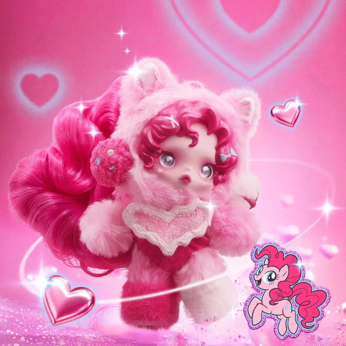 SKULLPANDA My Little Pony Series Plush Doll Pendant - Pinkie Pie