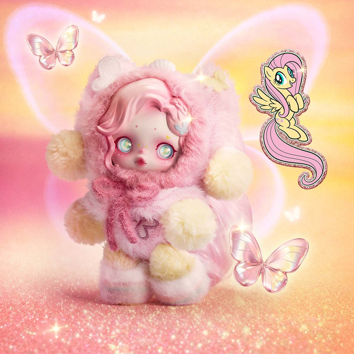 SKULLPANDA My Little Pony Series Plush Doll Pendant - Fluttershy